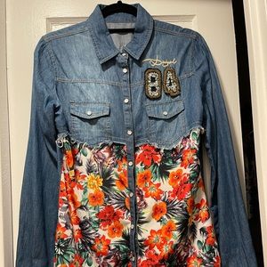Denim Snap-up Jean Button Down Shirt